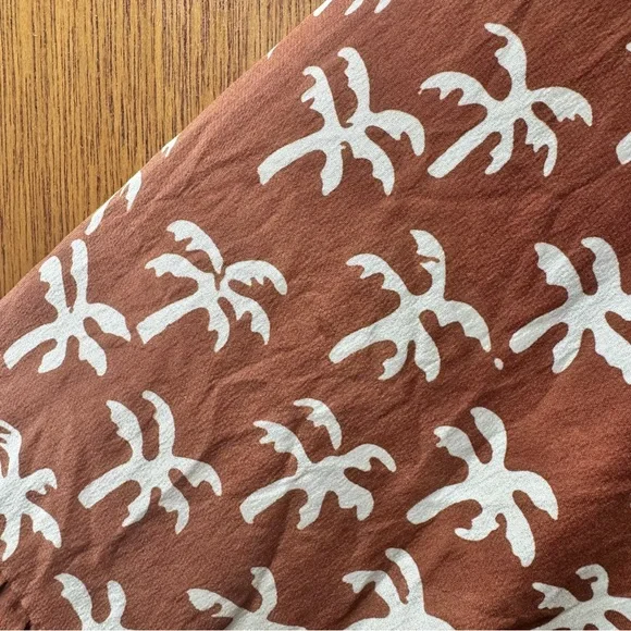 Natalie Martin Silk Palm Tree Print Short Sleeve Maxi Dress Brown Small S READ - Picture 9 of 16